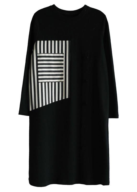 Diy Black O Neck Collar Cotton Pockets Spring Maxi Dresses
