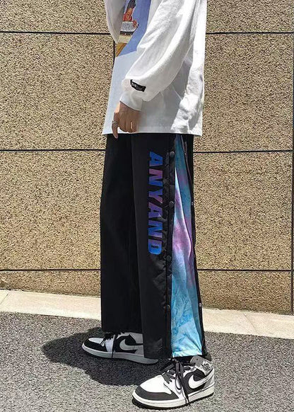 Diy Black Pockets Graphic Patchwork Cotton Pants Summer