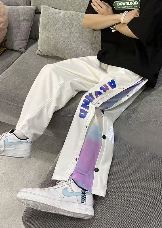 Diy Black Pockets Graphic Patchwork Cotton Pants Summer