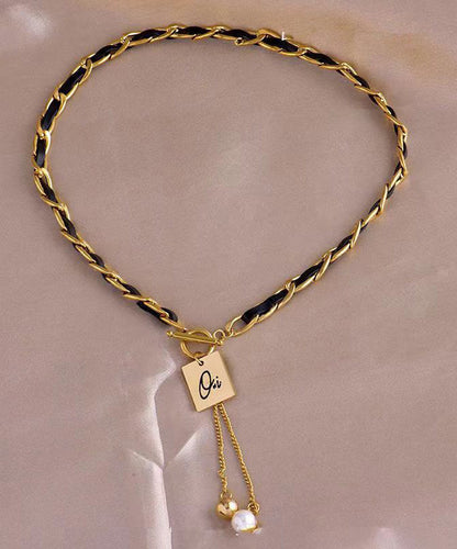 Diy Black Sterling Silver Overgild Pearl Pendant Necklace