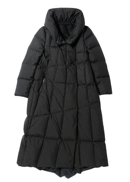 Diy Black Turtleneck Button Asymmetrical Winter Duck Down Coat