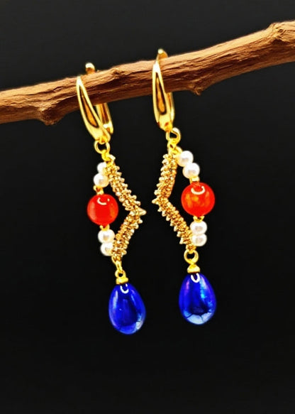 Diy Blue Acrylic Original Design Drop Earrings