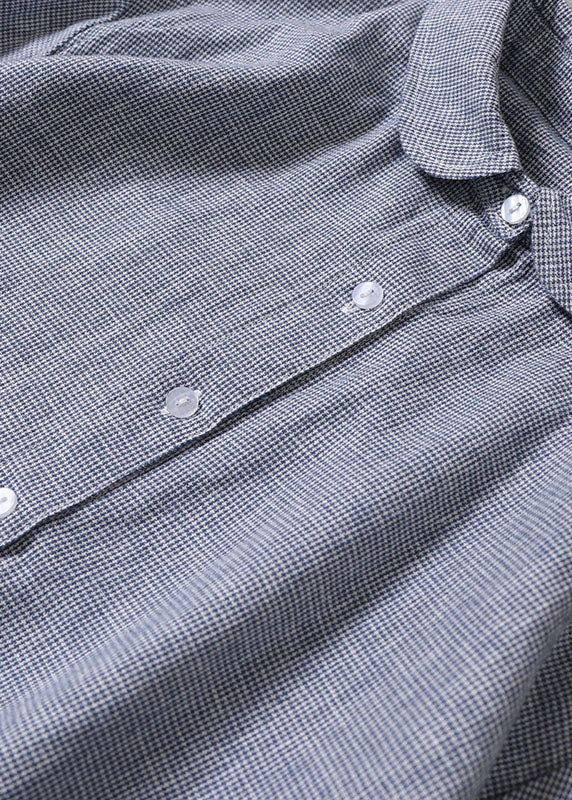Diy Blue Peter Pan Collar Button Cotton Vacation Dresses Long Sleeve