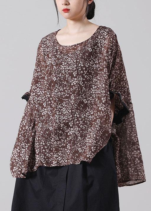 Diy Chocolate Print O-neck Loose Cotton Short Sleeve Summer Top