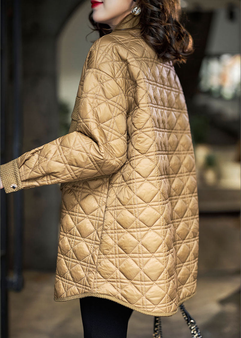 Diy Chocolate Peter Pan Collar Patchwork Fine Cotton Filled Parka Winter