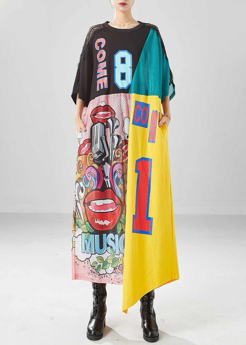 Diy Colorblock Oversized Patchwork Hollow Out Long Dresses Summer