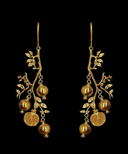 Diy Gold Copper Alloy Pomegranate Drop Earrings