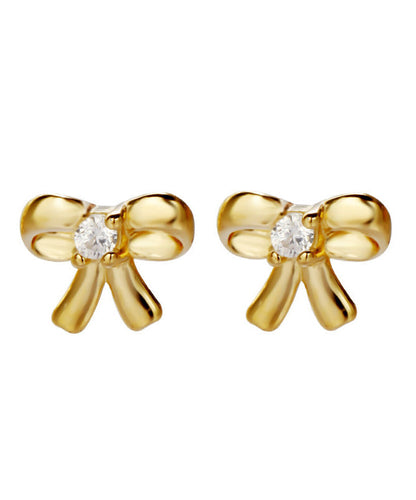 Diy Gold Silver Overgild Bow Stud Earrings