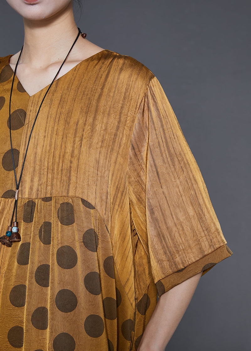 Diy Golden Oversized Patchwork Silk Maxi Dresses Summer