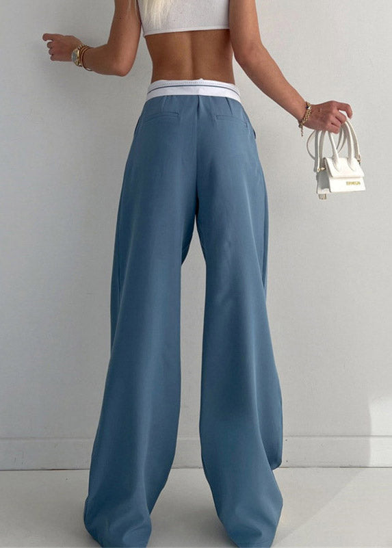 Diy Green Patchwork Elastic Waist Wide Leg Pants Summer
