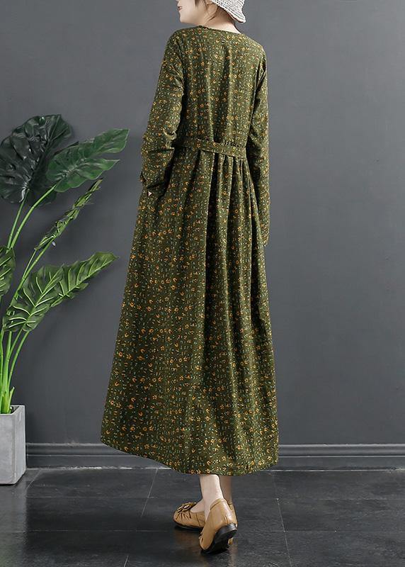 Diy Green Print Quilting Clothes V Neck Maxi Dresses