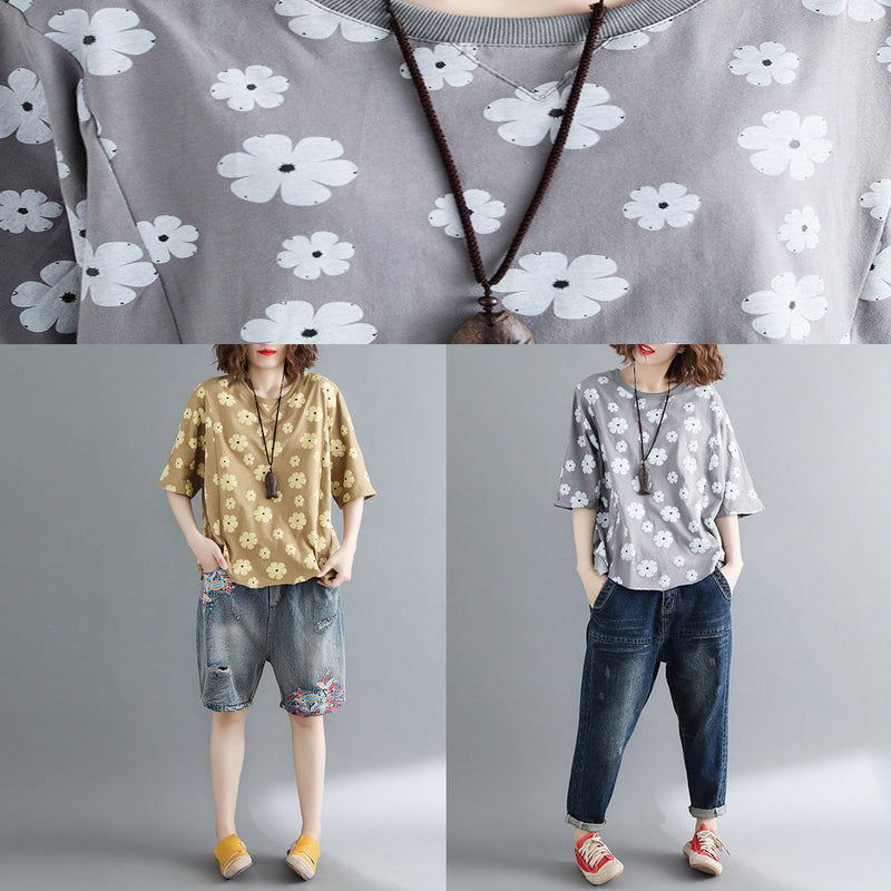 Diy Half Sleeve Cotton Clothes for Wardrobes Yellow Print Clothing Top