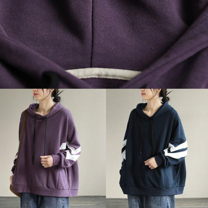 DIY Hooded cotton Spring Linen Tops women blouses design Navy shirt