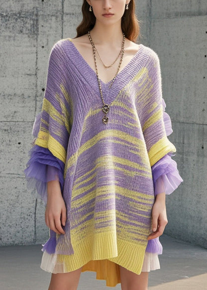 Diy Multicolor Tie Dye Patchwork Tulle Sweater Dress Fall