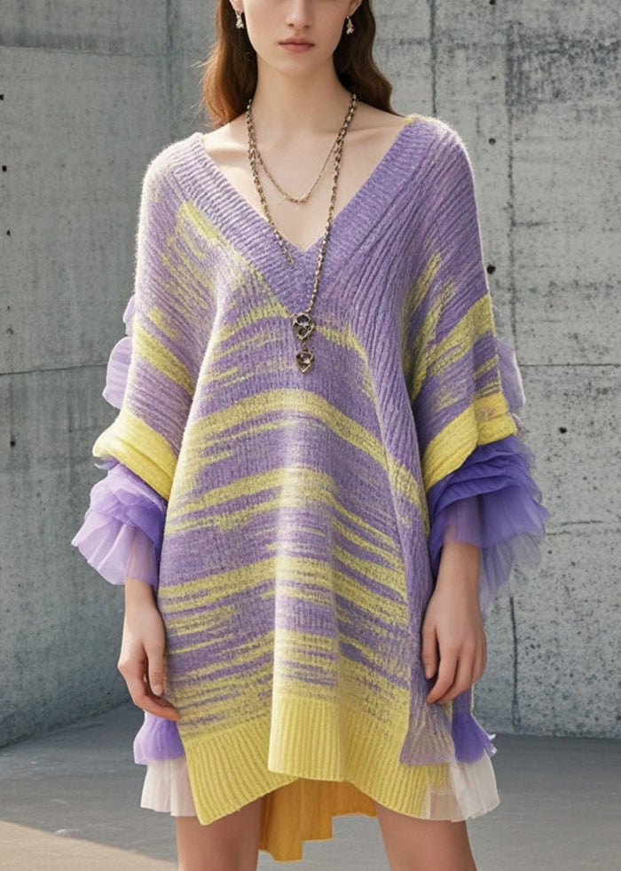 Diy Multicolor Tie Dye Patchwork Tulle Sweater Dress Fall