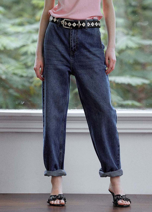 Diy Navy Oversized High Waist Denim Pants Summer