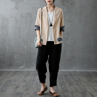 Diy Notched Pockets Clothes for Outfits Khaki Coats