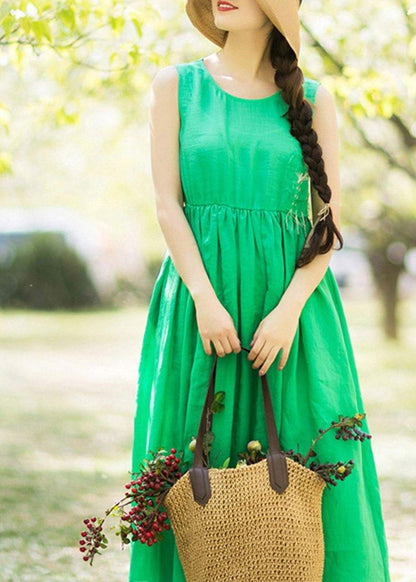 Diy O Neck Sleeveless Summer Wardrobes Work Green Long Dresses