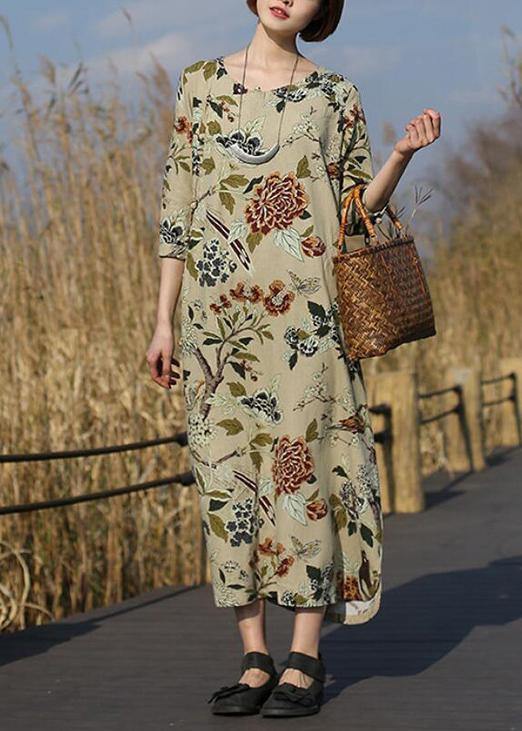Diy Peony Flower Clothes for O Neck Pockets Maxi Spring Dress
