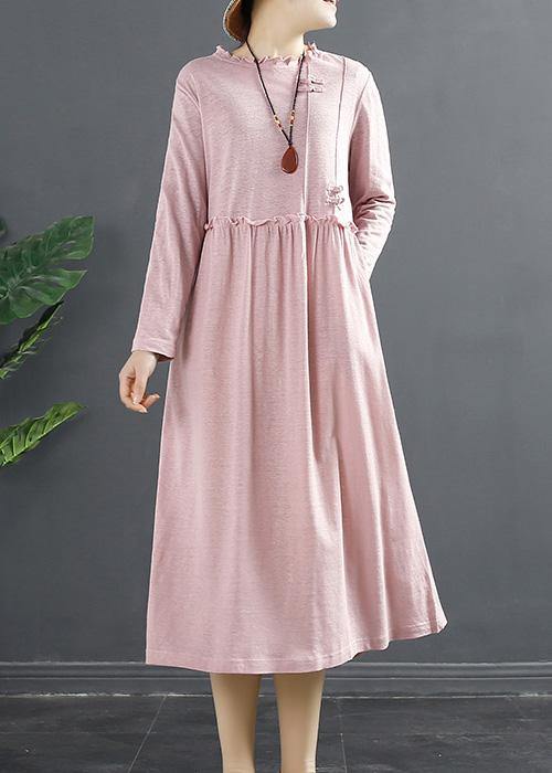 Diy Pink Ruffled Patchwork Loose Dress