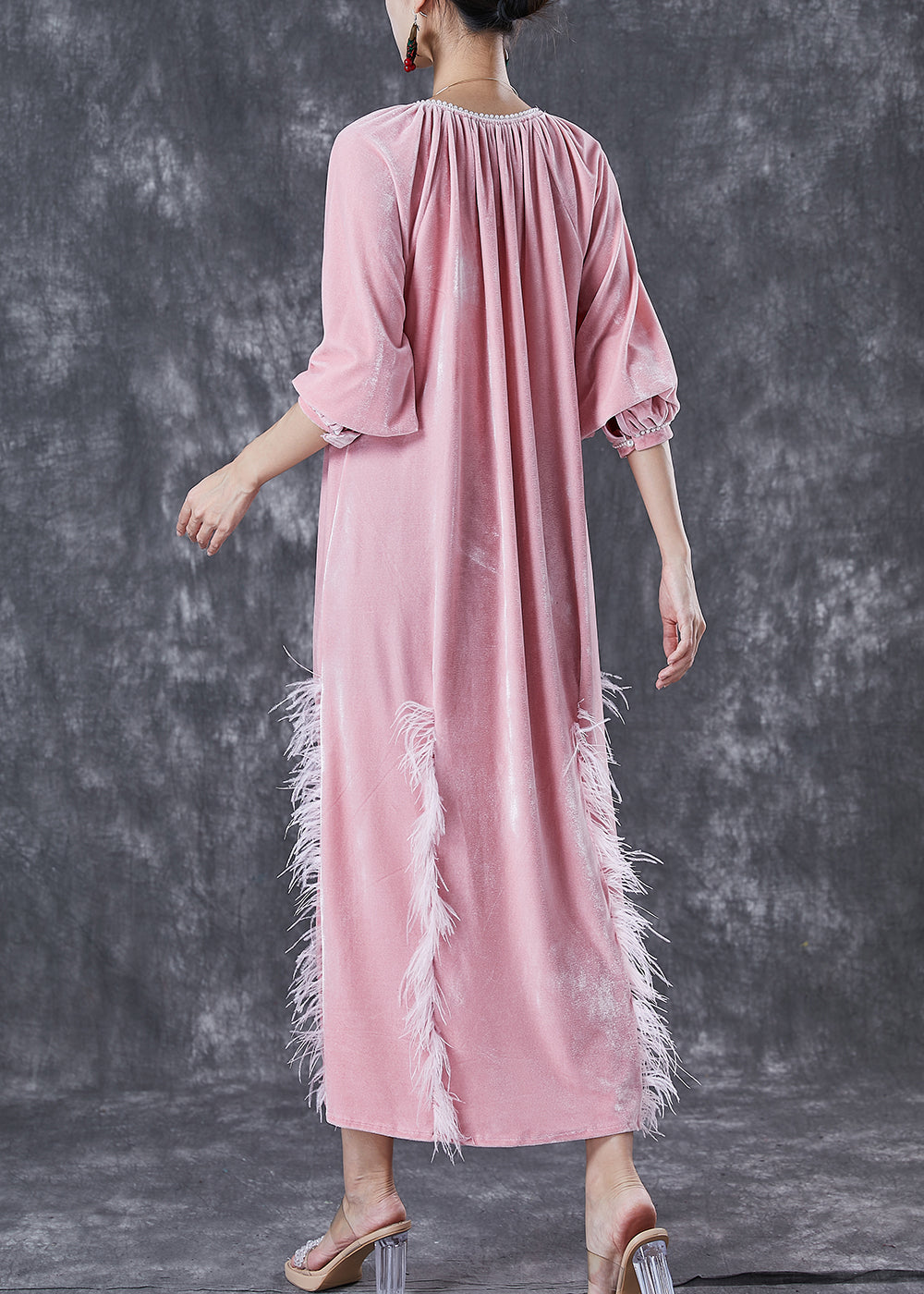 Diy Pink Tasseled Silk Velour Vacation Dresses Fall