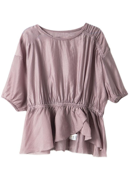 Diy Purple Asymmetrical Wrinkled Silk Shirts Tops Summer