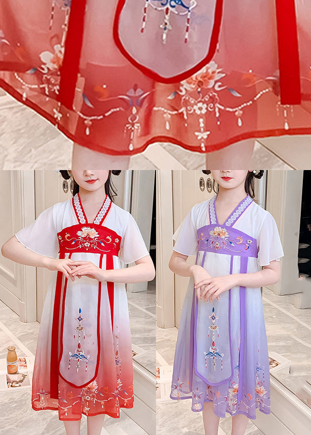 Diy Purple Embroideried Tassel Tulle Long Dresses Summer