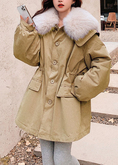Diy Purple Fur Collar Pockets Patchwork Button Warm Fleece Parka Winter