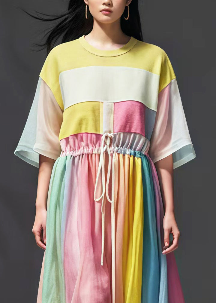 Diy Rainbow Cinched Patchwork Tulle Dress Summer