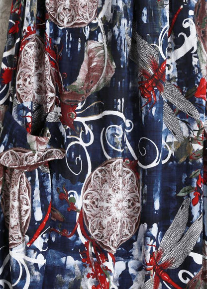 Diy Spaghetti Strap Pockets Dress Design Blue Print Dress