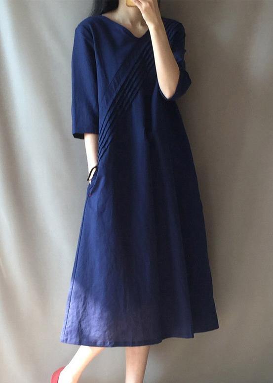 Diy V Neck Half Sleeve Long Shirts Neckline Navy Traveling Dress