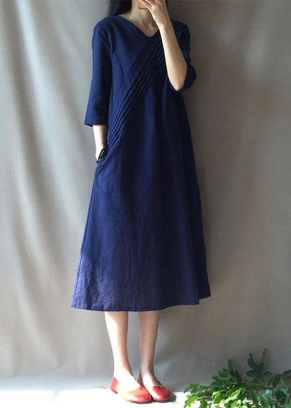 Diy V Neck Half Sleeve Long Shirts Neckline Navy Traveling Dress