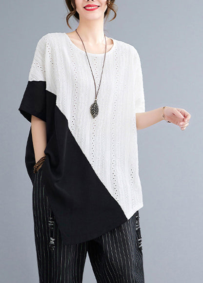 Diy White Asymmetrical Patchwork Hollow Out Cotton Tanks Summer