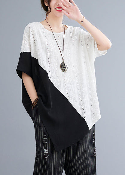 Diy White Asymmetrical Patchwork Hollow Out Cotton Tanks Summer