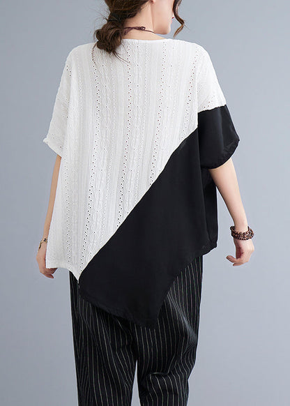 Diy White Asymmetrical Patchwork Hollow Out Cotton Tanks Summer