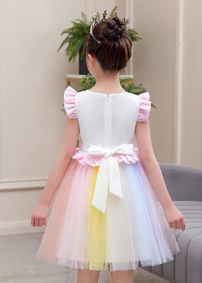 Diy White Embroideried Patchwork Ruffled Cotton Baby Dresses Butterfly Sleeve