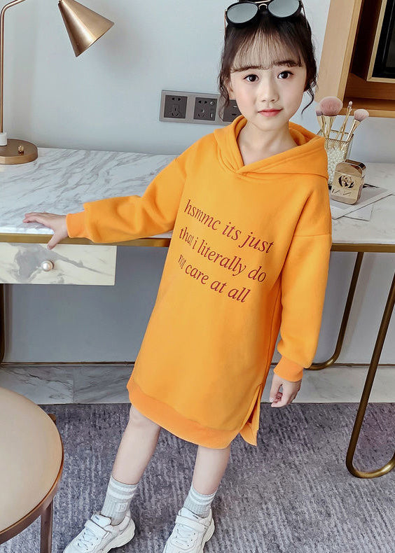Diy Yellow Hooded Patchwork Warm Fleece Baby Sweatshirts Dress Winter
