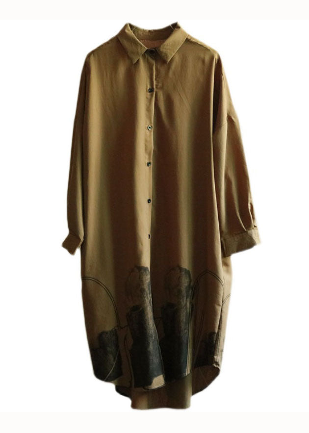 Diy Yellow Peter Pan Collar Patchwork Linen Shirts Dresses Spring