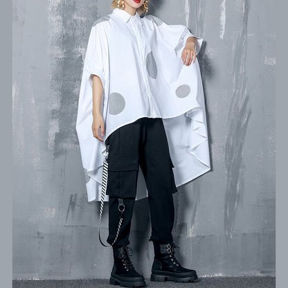DIY asymmetric cotton clothes For Women 2025 Work Outfits whirt dotted oversized top