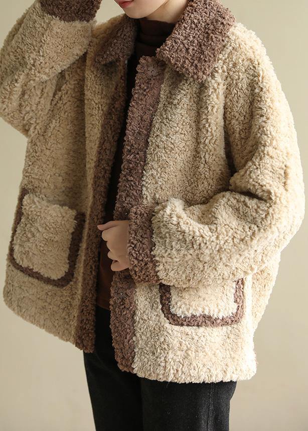 Diy Beige Clothes for Tutorials Lapel Collar Patchwork Coats