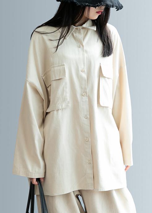 Diy Beige Clothes for Lapel Pockets Knee Shirt