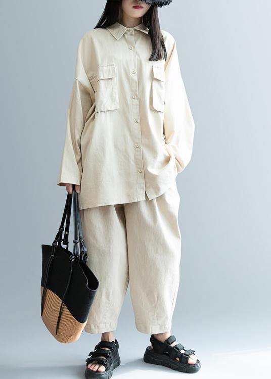 Diy Beige Clothes for Lapel Pockets Knee Shirt