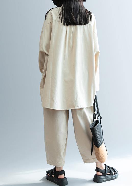 Diy Beige Clothes for Lapel Pockets Knee Shirt