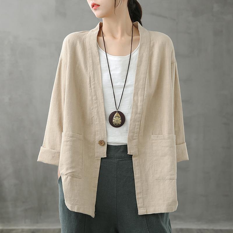 Diy Beige Shirts V Neck Pockets Clothing Shirt