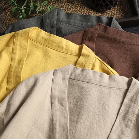 Diy Beige Shirts V Neck Pockets Clothing Shirt