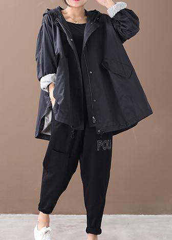 Diy Black Coats Blouses Neckline Hooded Baggy Winter Coats