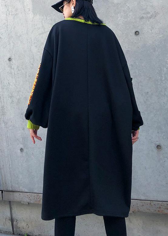Diy Black Sequined Decorated Cotton Dresses Patchwork Long Winter Dresses