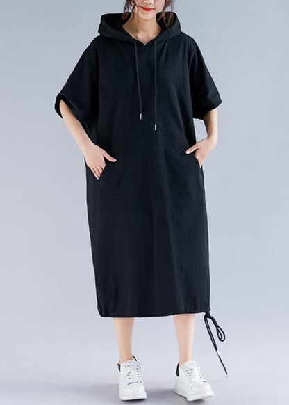 Diy Black Cotton Clothes Fine Inspiration Hooded Half Sleeve Summer Dresses