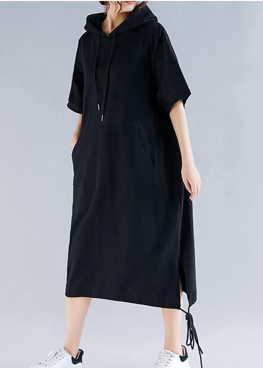 Diy Black Cotton Clothes Fine Inspiration Hooded Half Sleeve Summer Dresses