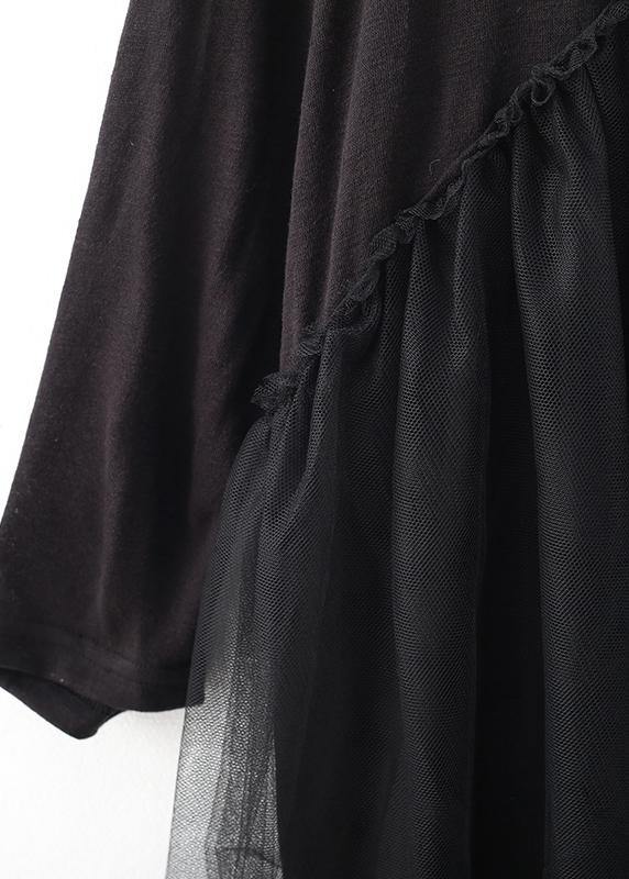 Diy Black Patchwork Tulle Dresses O Neck Maxi Dress
